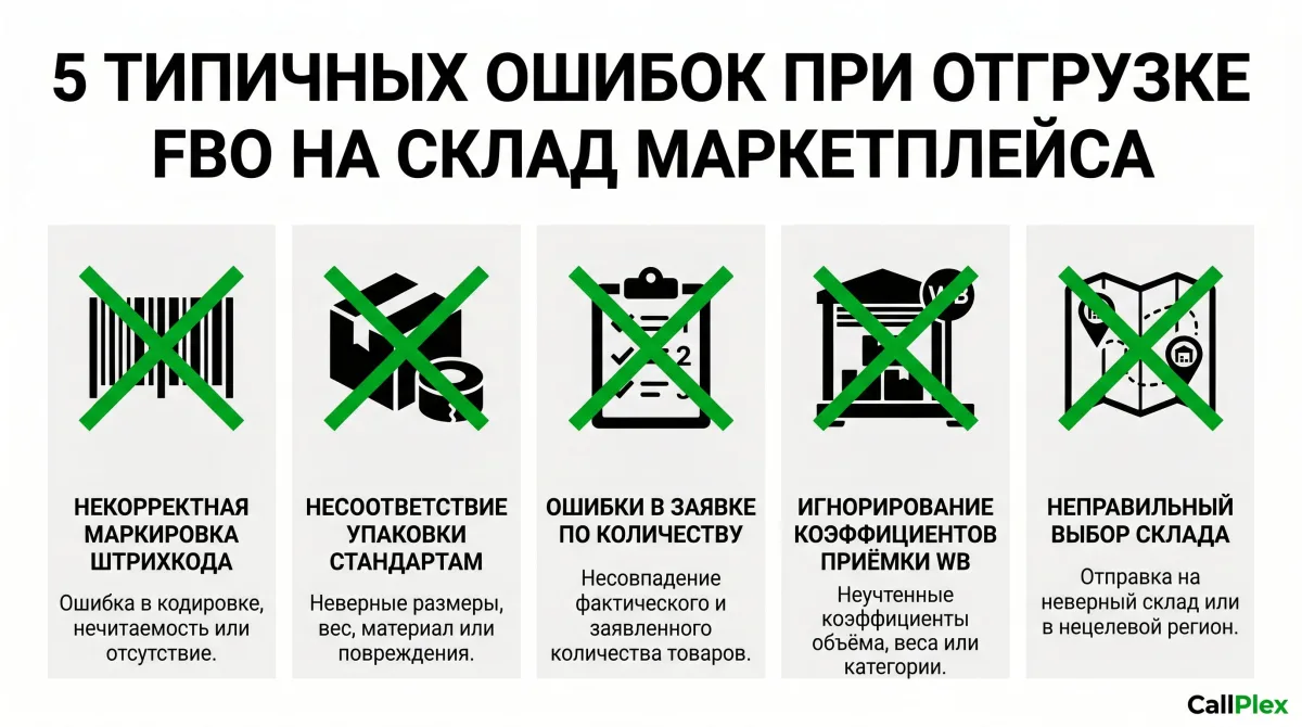 5 типичных ошибок при отгрузке FBO на склад маркетплейса