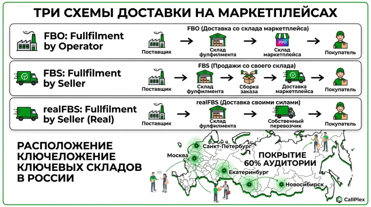 Схемы FBO, FBS и realFBS — цепочка доставки товаров через фулфилмент