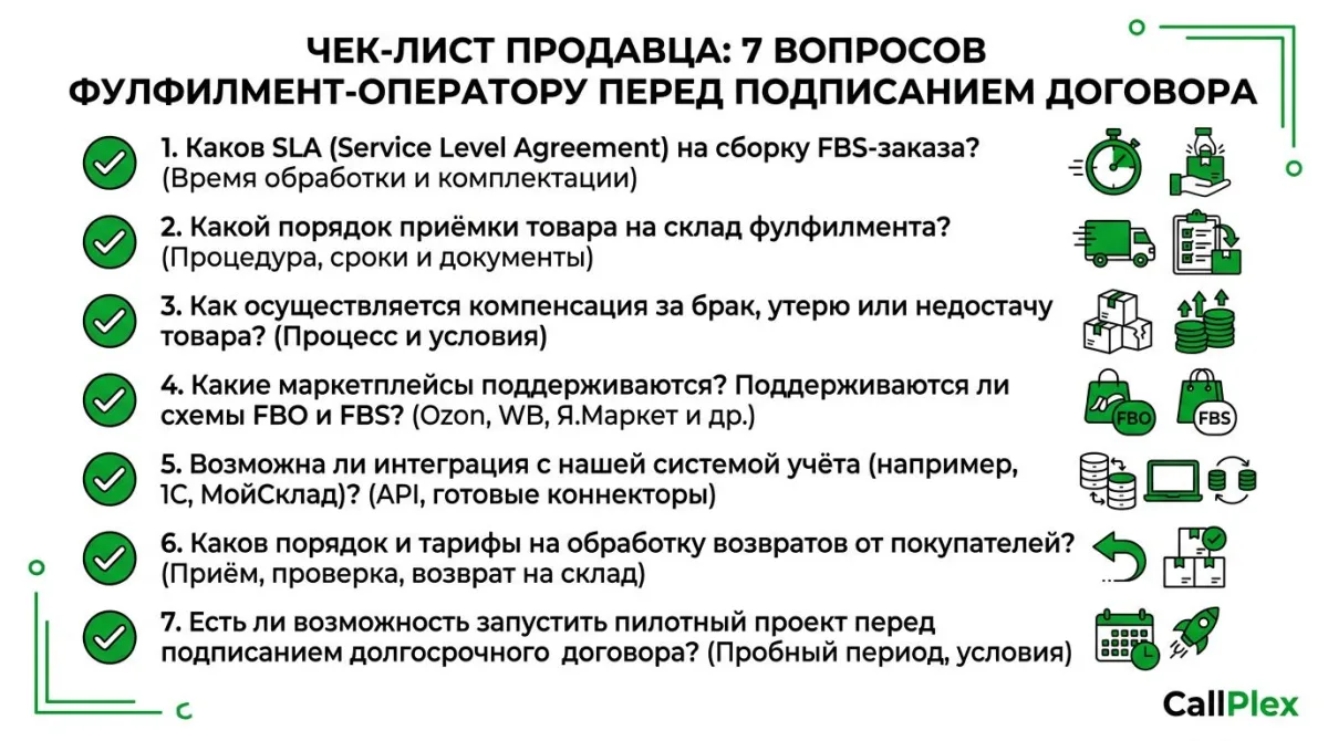 Чек-лист 7 вопросов для выбора фулфилмент-оператора для маркетплейса