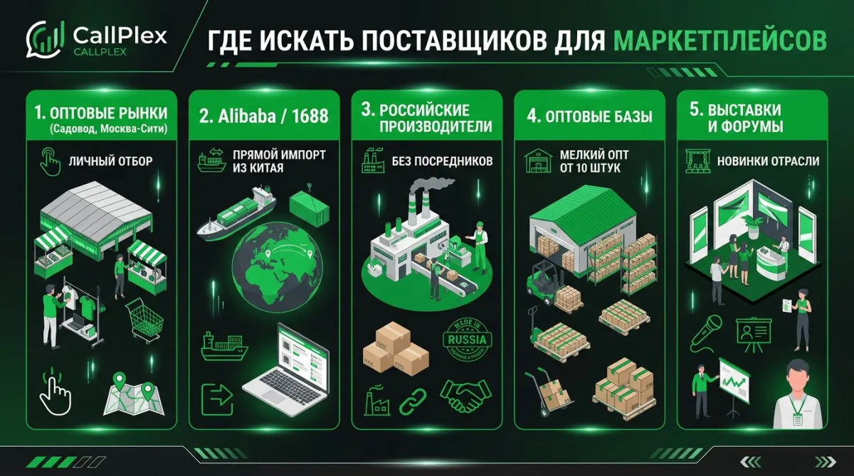 Топ-5 российских B2B-платформ для поиска поставщиков: Поставщики.ру, Tiu.ru, Пульс цен, INTERVOLGA, Optovik