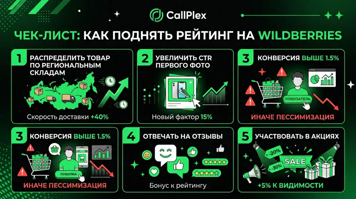 Критические пороги рейтинга Wildberries: зеленая зона 98-100%, красная зона ниже 95% - риск блокировки